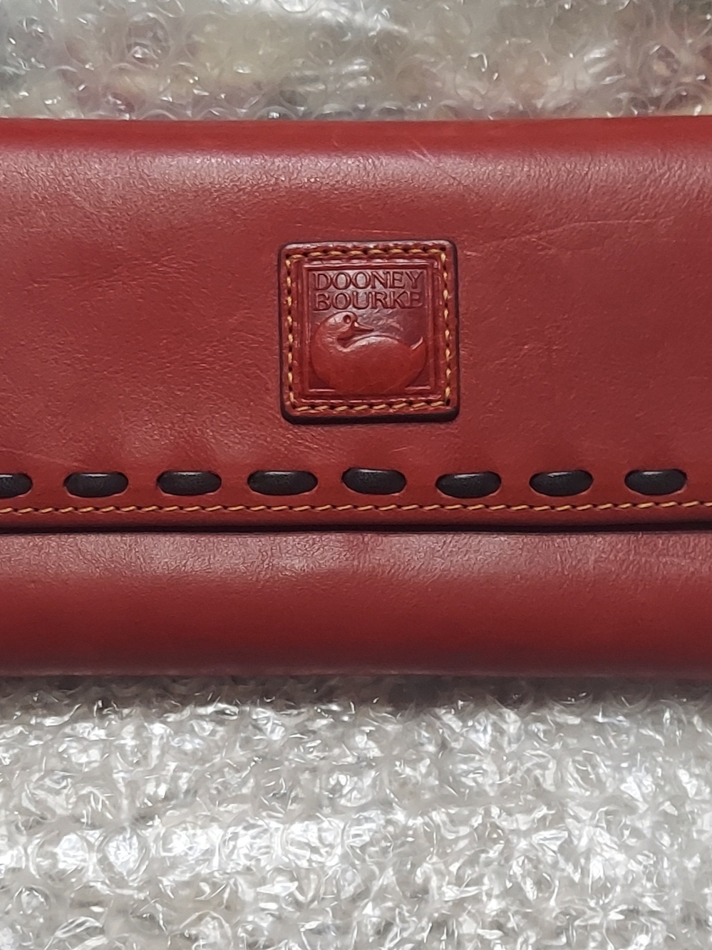Dooney & Bourke Red Whipstitch Continental Clutch Wallet